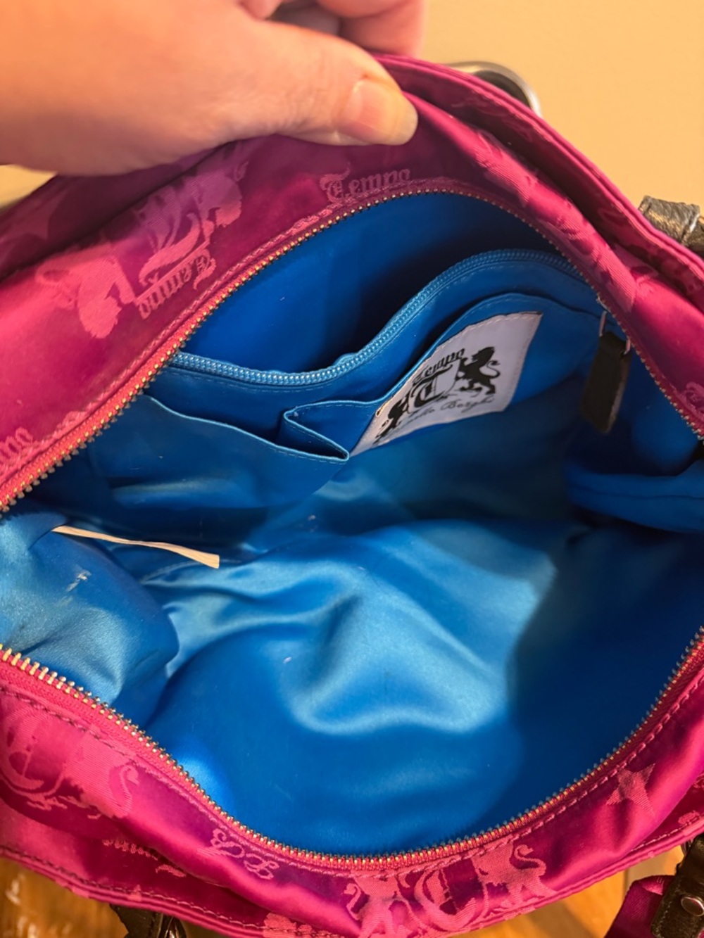 Tempo by Leonello Borghi Fuchsia Pink Logo Shoulder Bag Y2K Punk - Picture 9 of 10